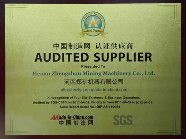 Porcellana Henan Zhengzhou Mining Machinery CO.Ltd Certificazioni
